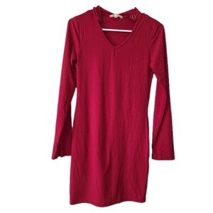 NWT Emily Stacy Red V-Neck Bodycon Dress - Size S - Long Sleeve